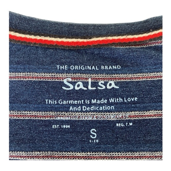 SALSA Men’s T-Shirt Stripe Blue Allover Size Small - Picture 5 of 8